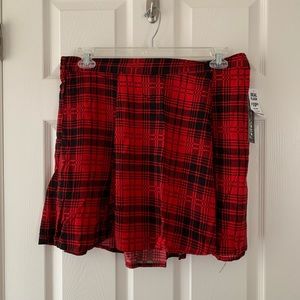 Plaid pleated mini skirt
